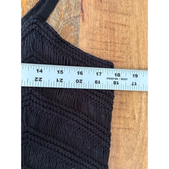 525 Fringe Dress Black XS S Open Knit Crochet Tassel Hem See-Through whimsigoth - Picture 9 of 16